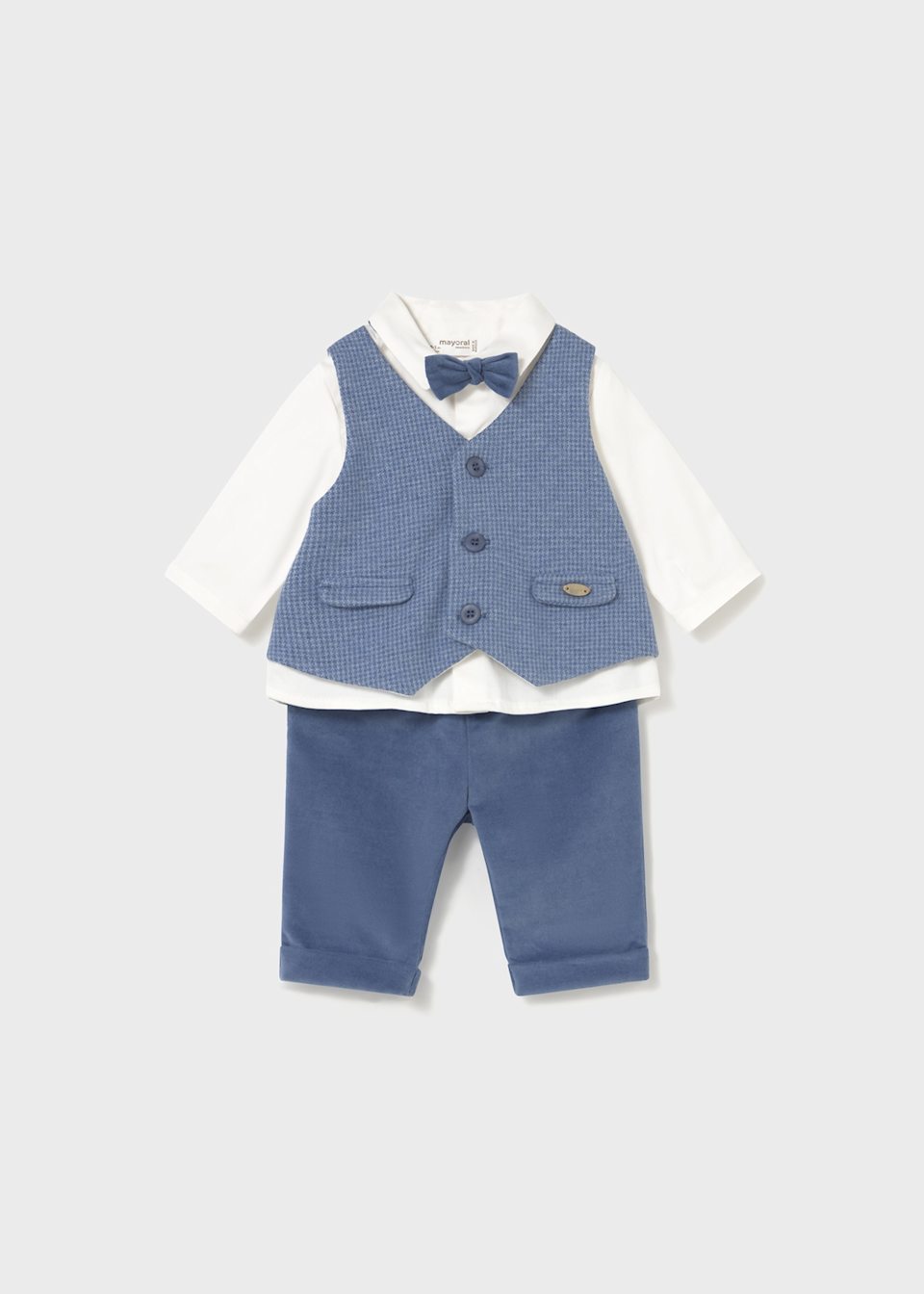 Newborn shirt set with bow tie and waistcoat