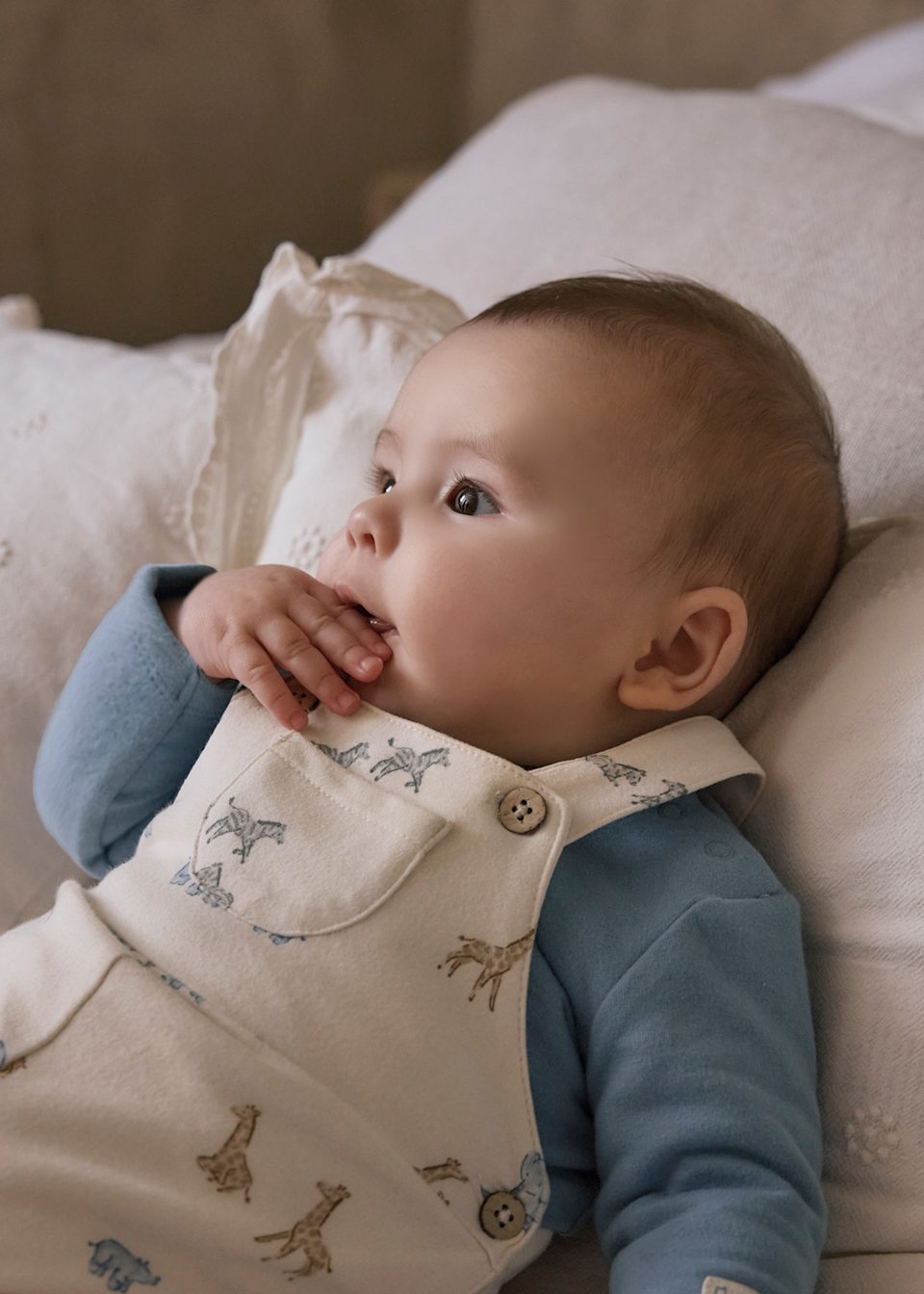 Newborn print dungaree set