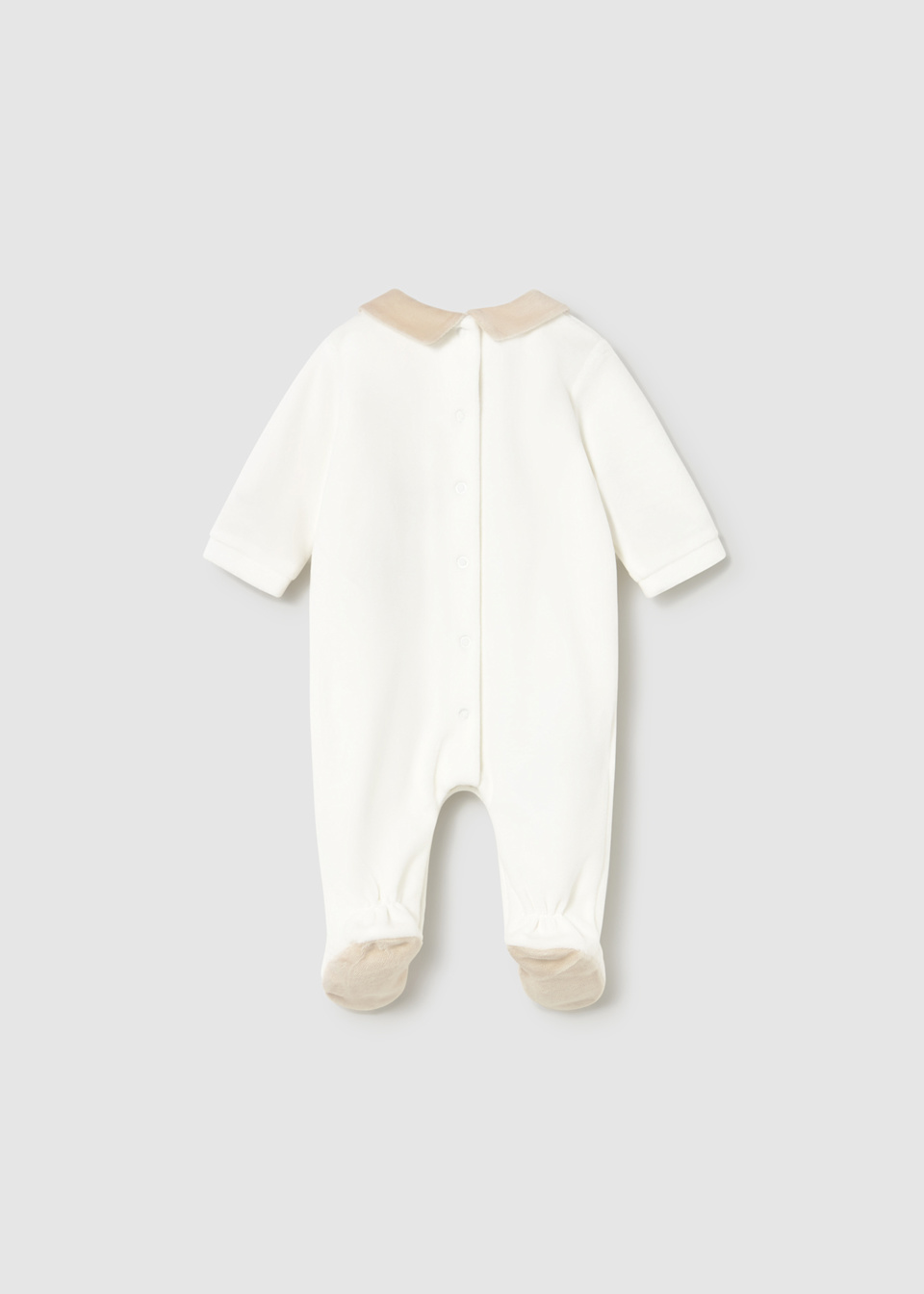 Grenouillère en velours avec col nouveau-né