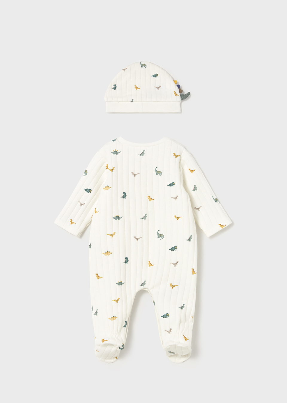 Newborn dinosaur print romper with hat