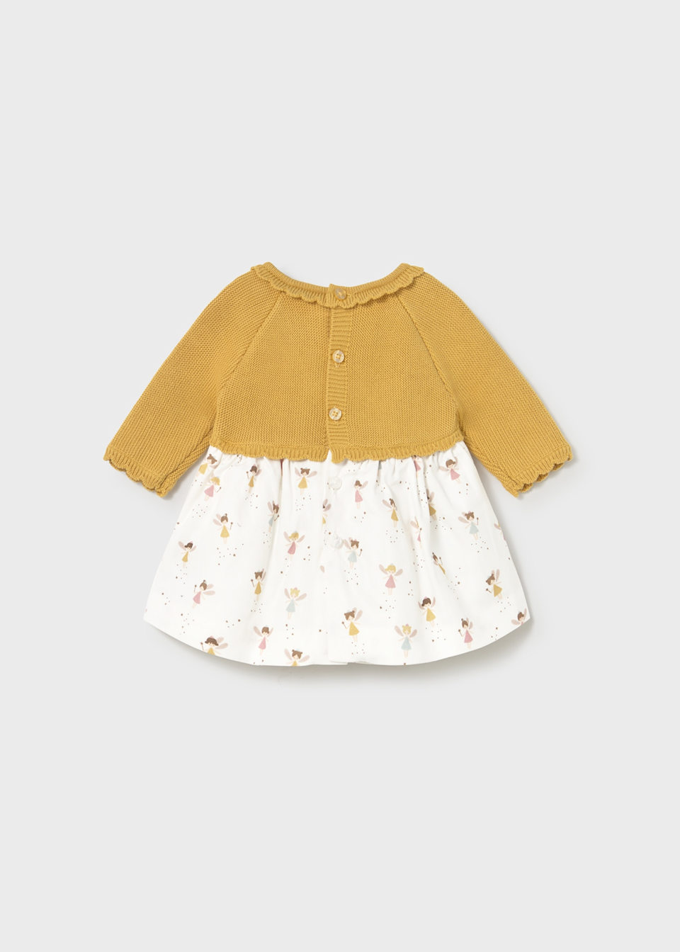 Newborn combined knit and flower dress