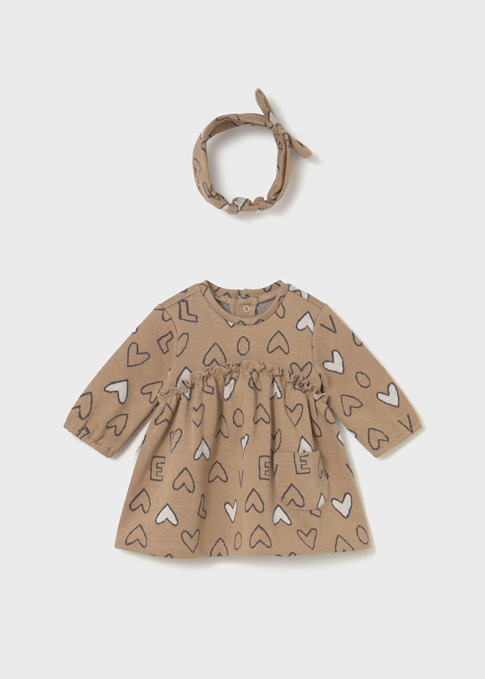 Newborn jacquard dress with headband