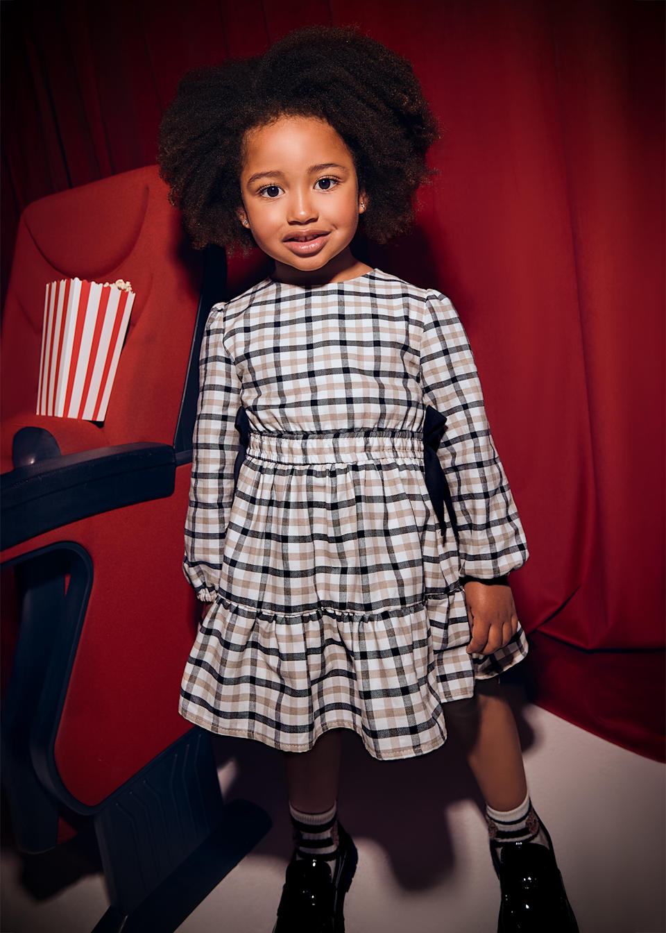 Girls check bow dress