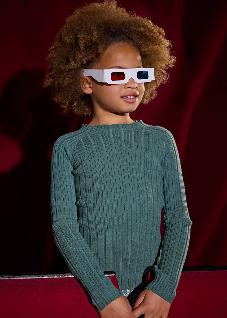 Girl Rib Knit Mock Neck Sweater