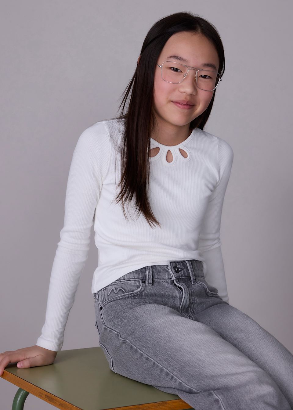 Girls rib knit T-shirt