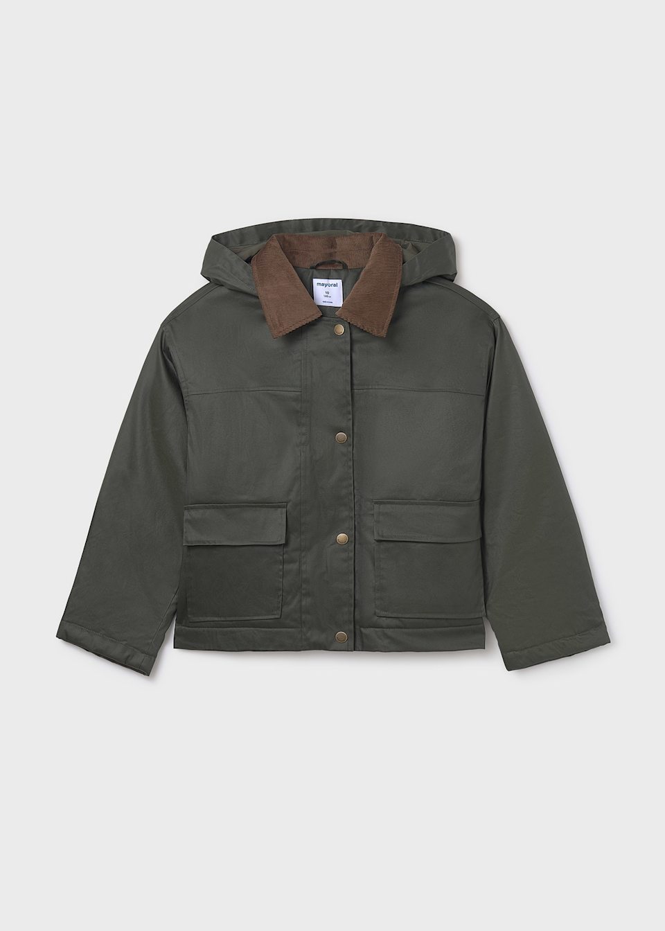 Girls hooded waxed jacket
