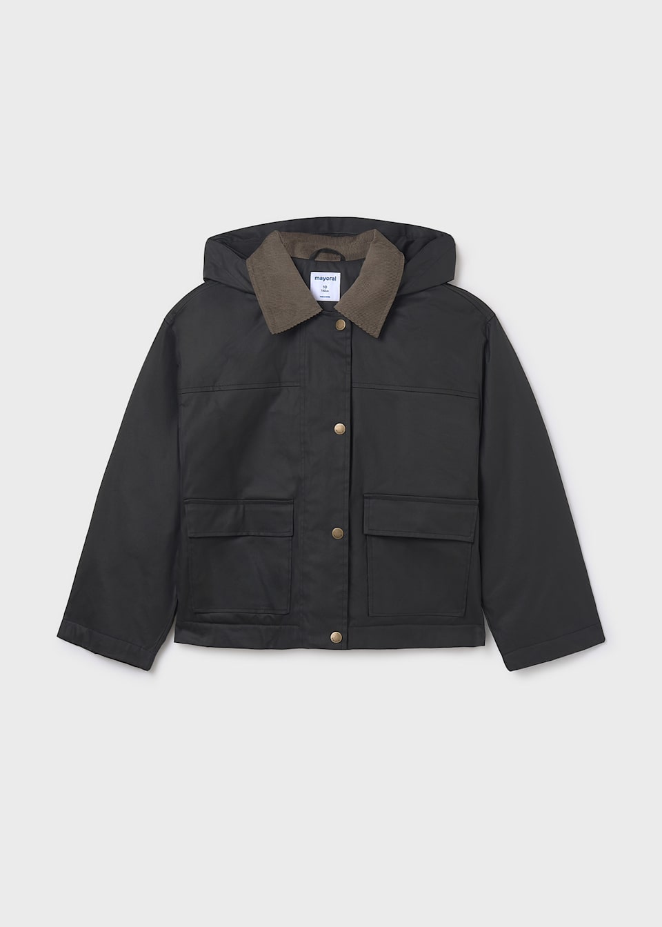 Girls hooded waxed jacket