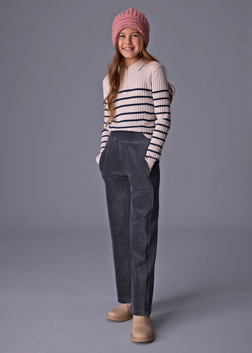 Girls corduroy knitted trousers