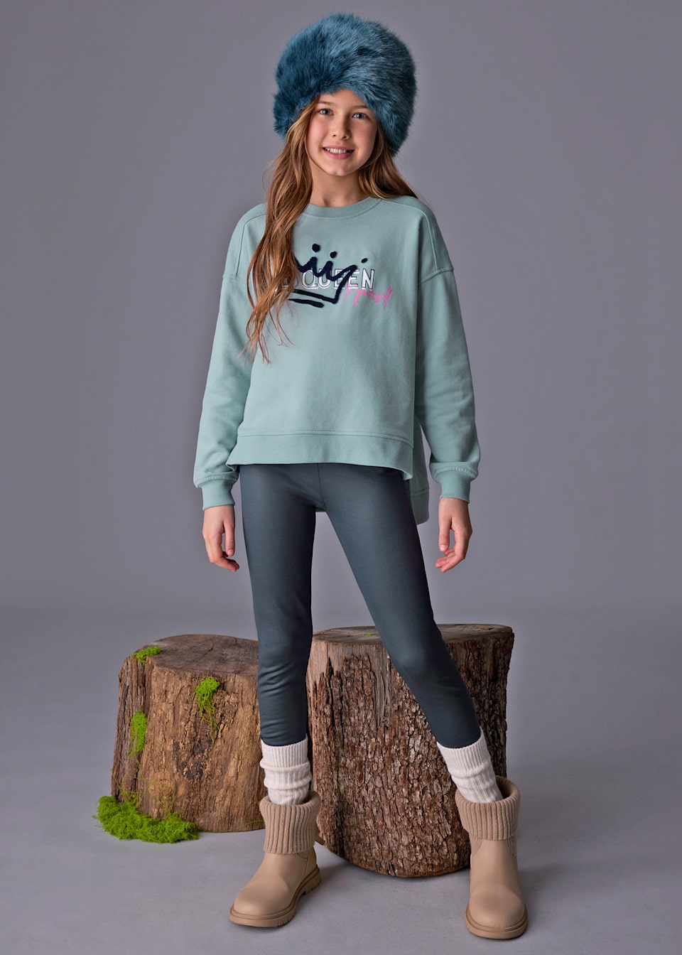 Conjunto legging y sudadera relieve chica