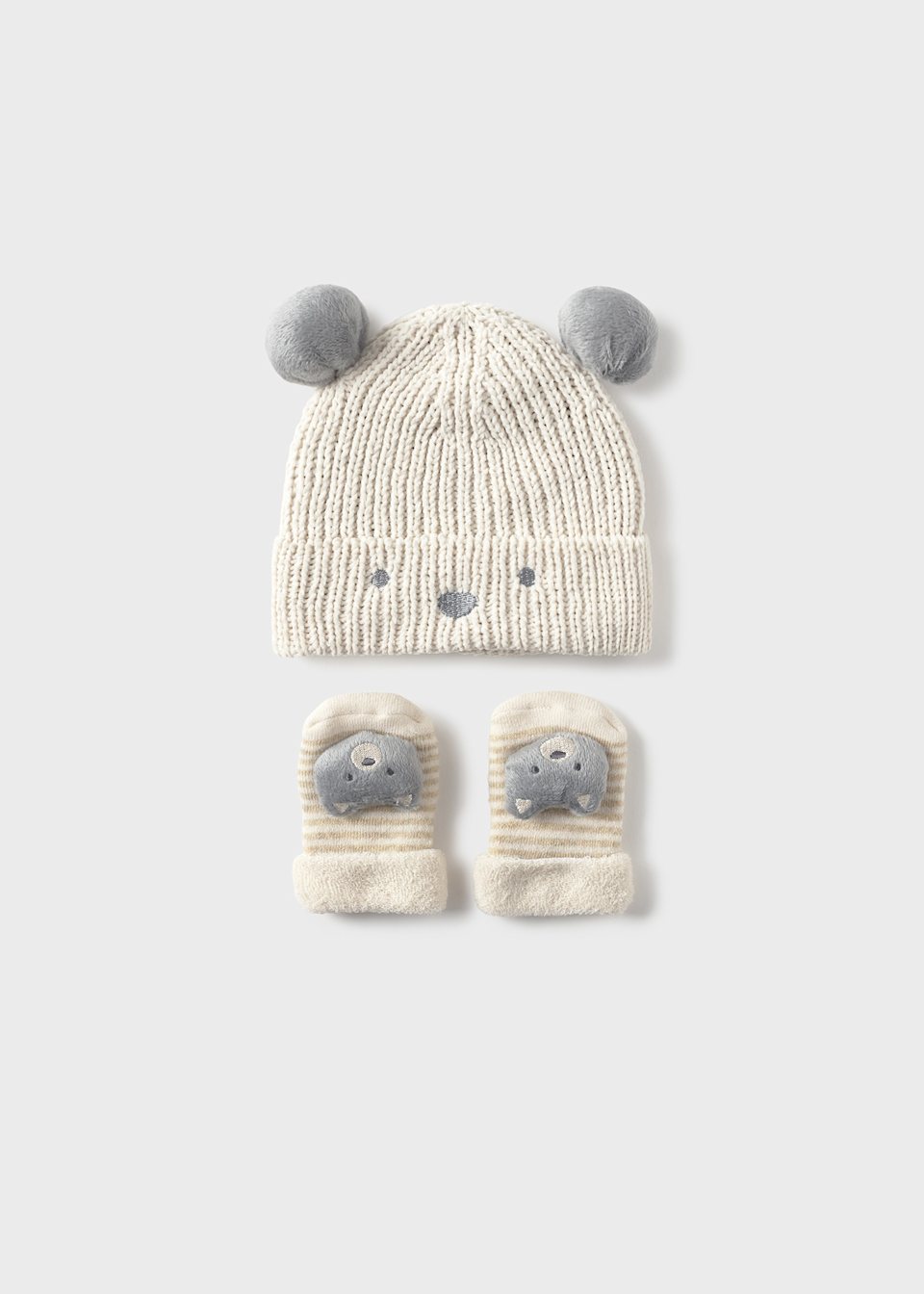 Newborn unisex hat and mittens set