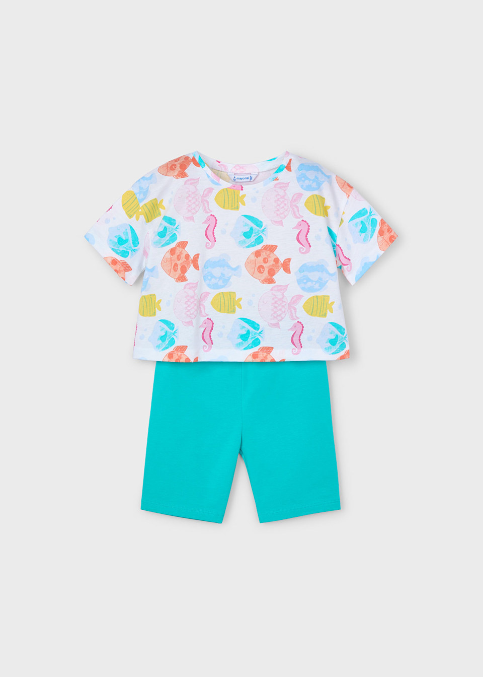 Girl fish print set with cycling shorts