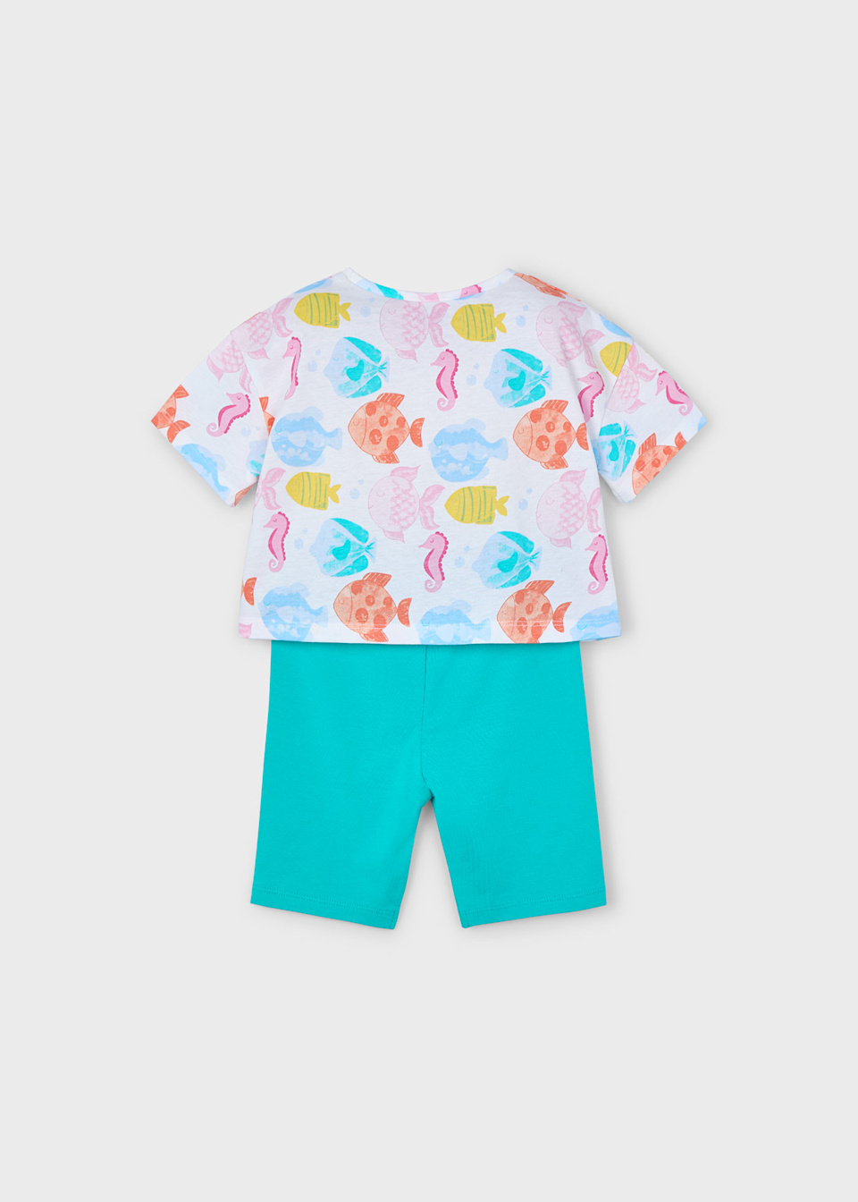 Girl fish print set with cycling shorts