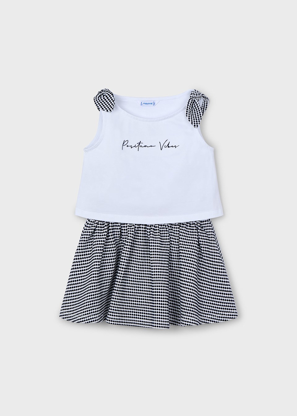 Girl striped structured skirt and top set