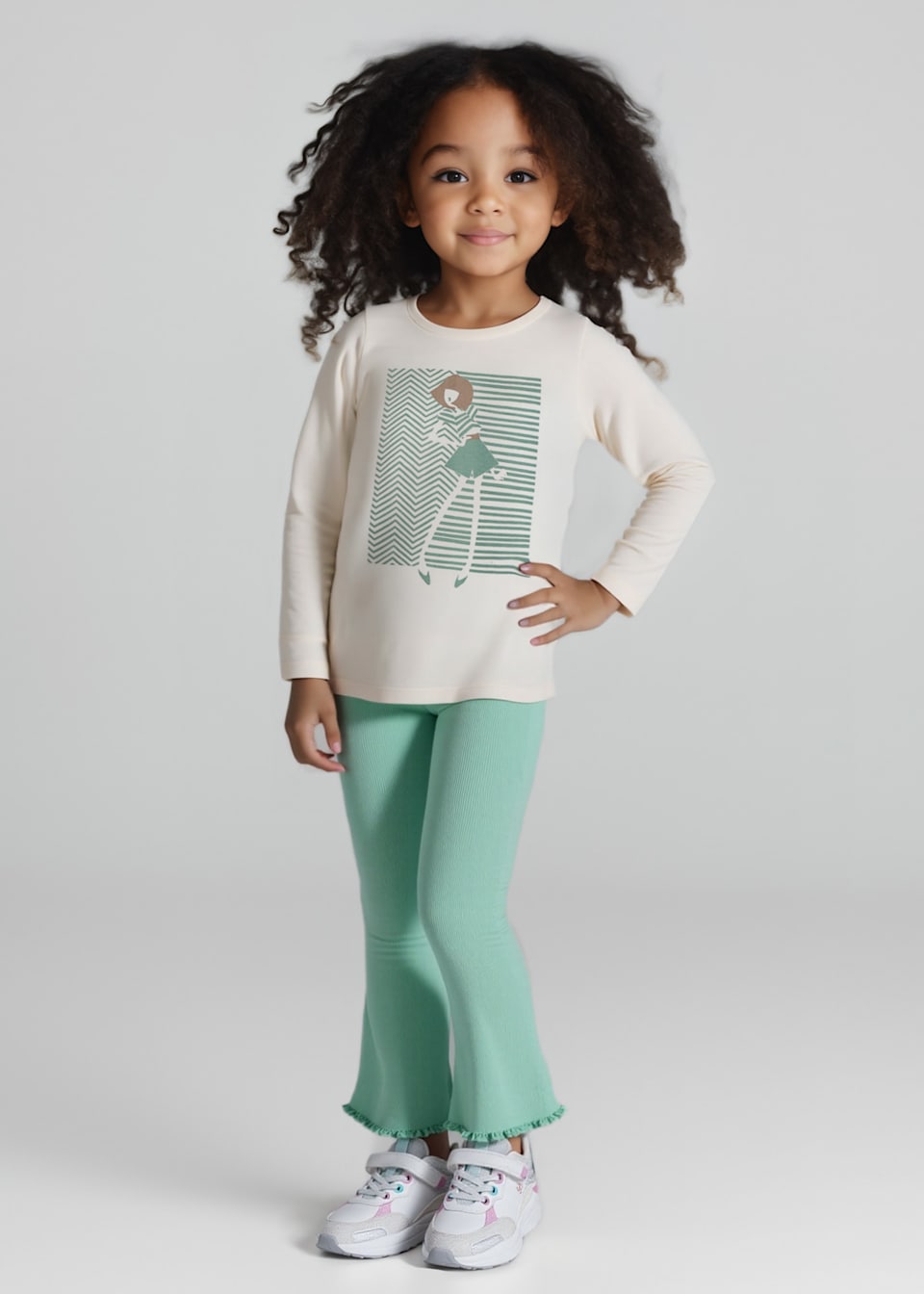 Girl ribbed flared leggings