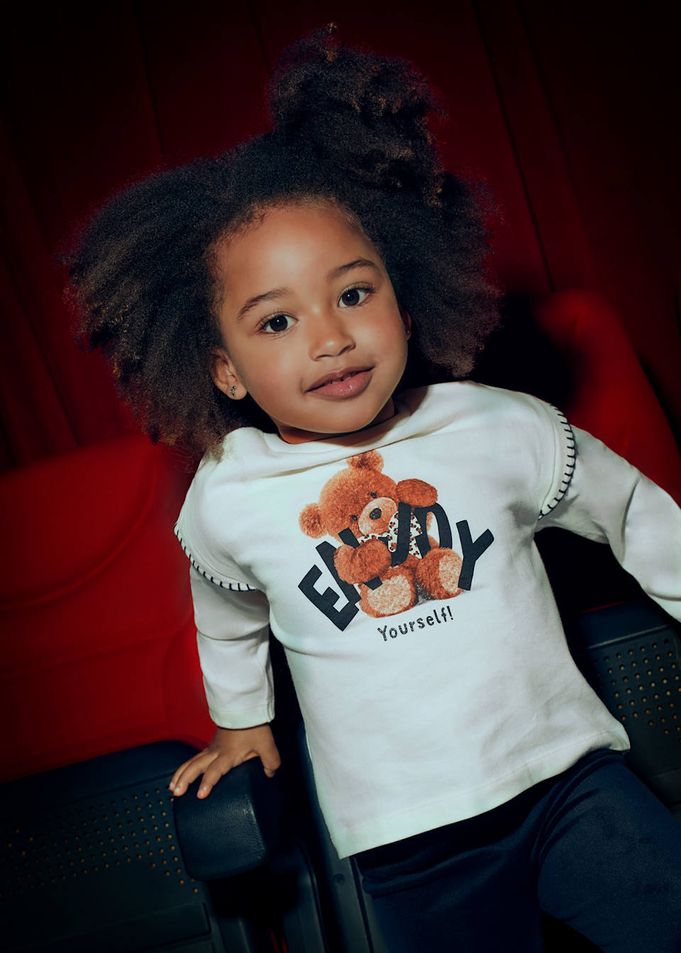 Girls bear motif shirt