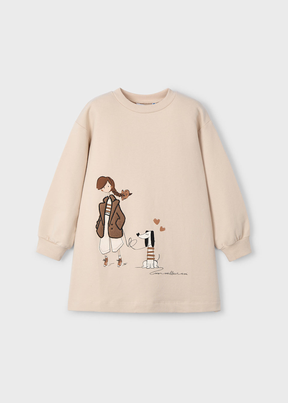 Vestido felpa gráfica niña