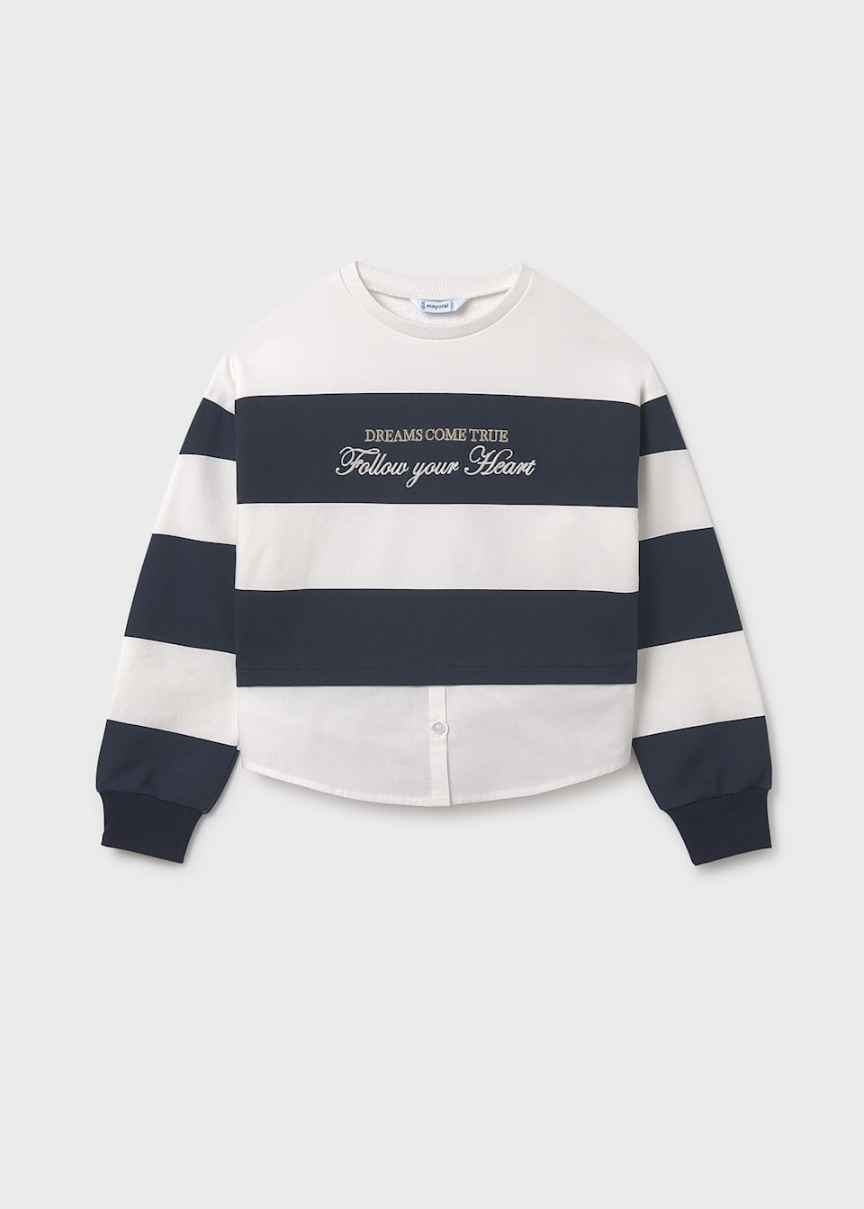 Sweatshirt Blockstreifen Hemdeffekt Teenager Mädchen