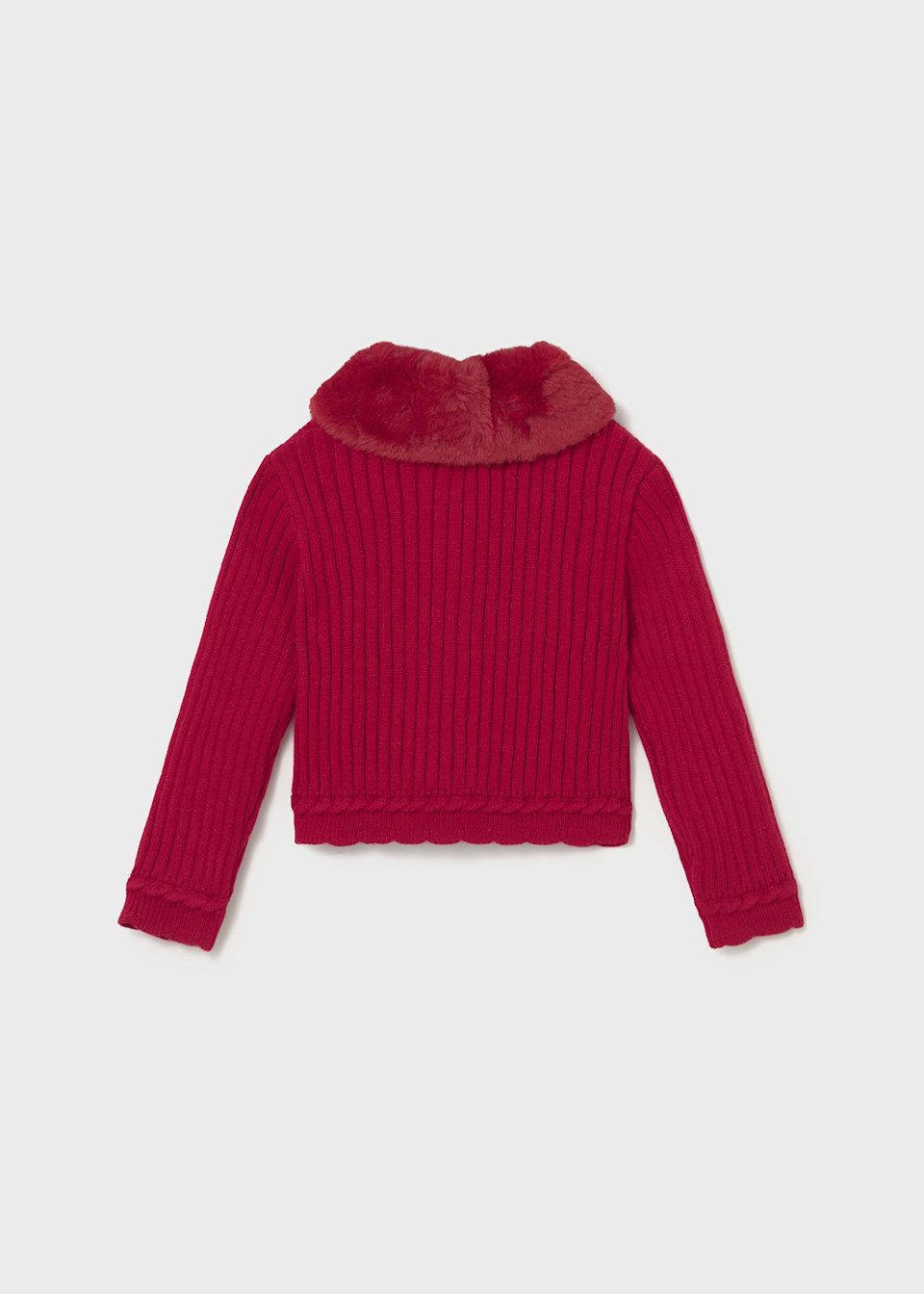 Baby tricot cardigan with fur collar