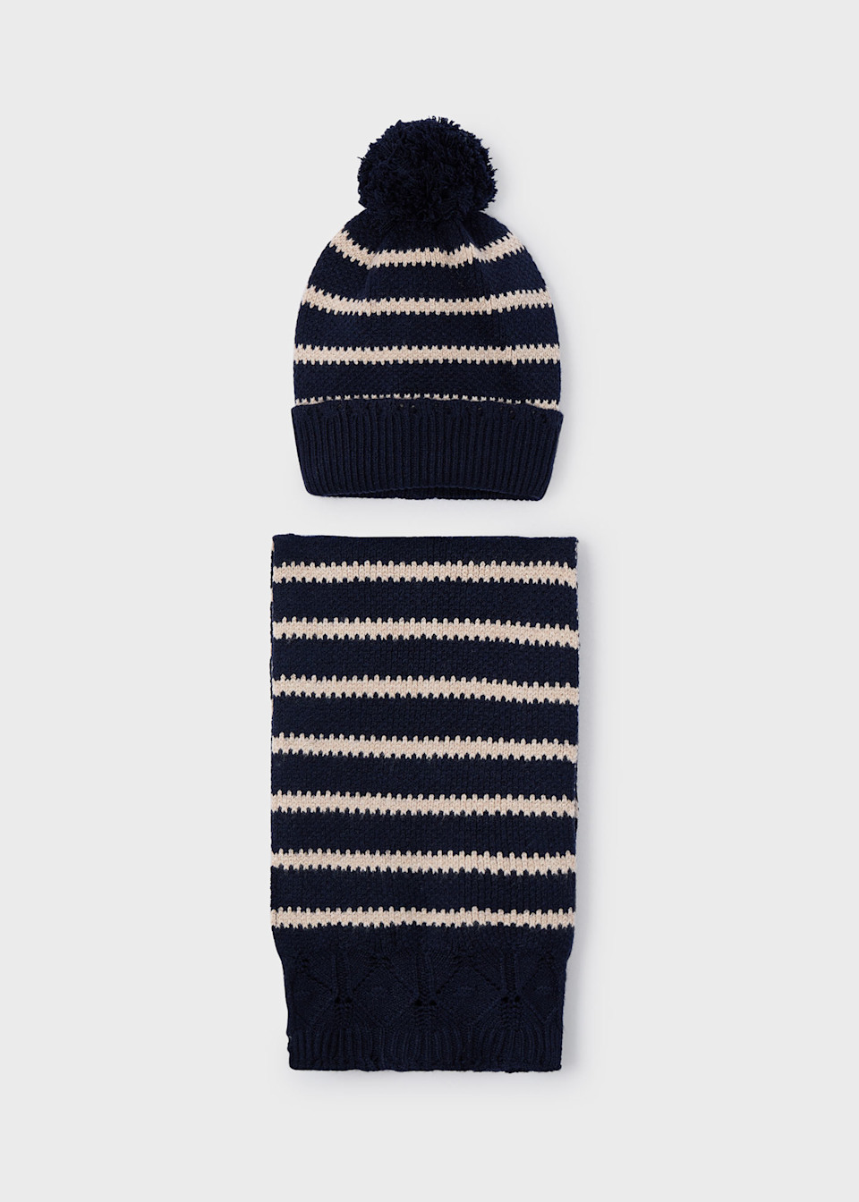 Girls striped hat and scarf set