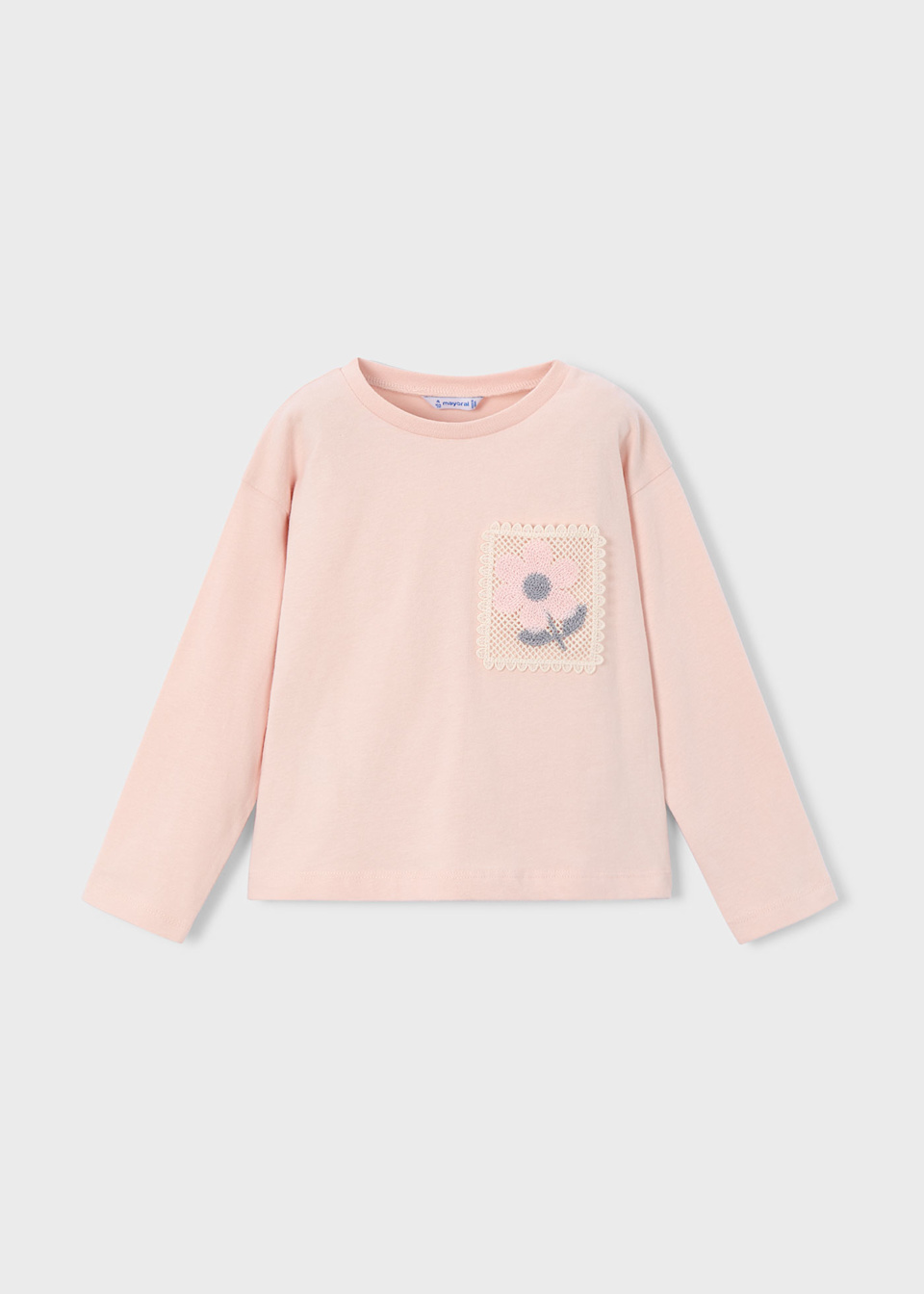 Playera bolsillo crochet niña