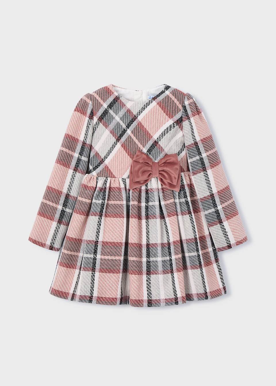 Girls check velvet dress