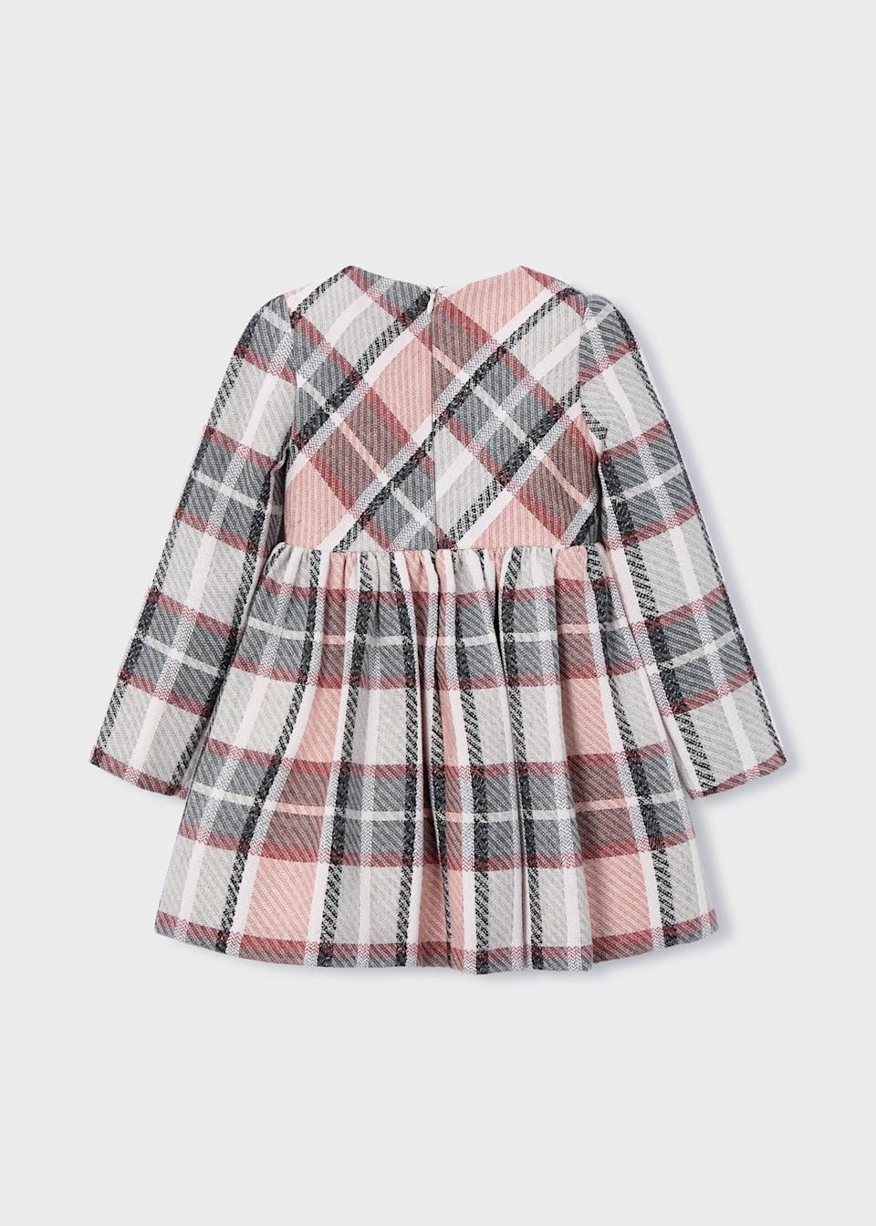 Girls check velvet dress