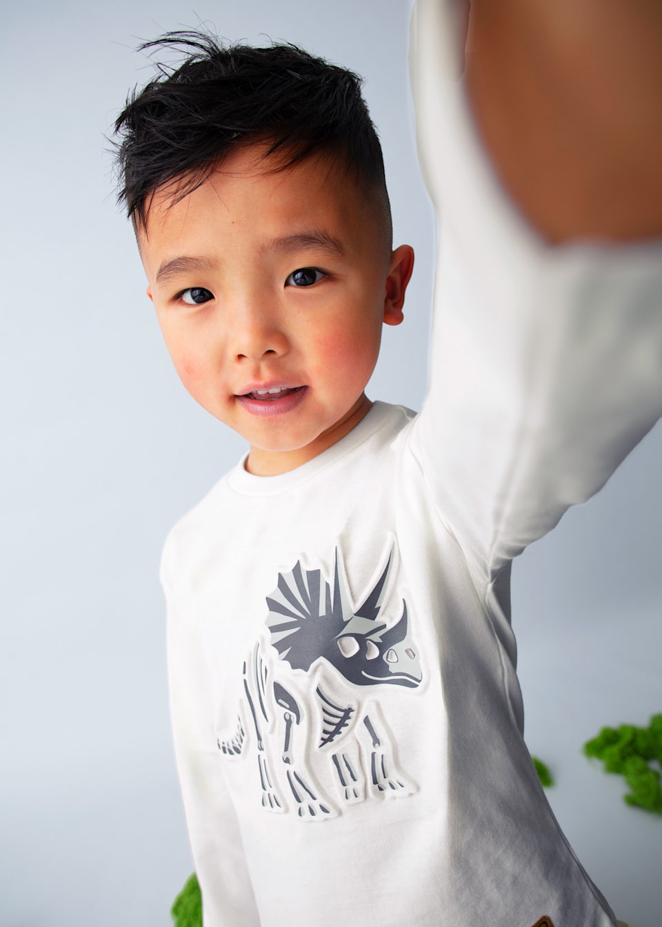 Boys long sleeved interactive dinosaur shirt