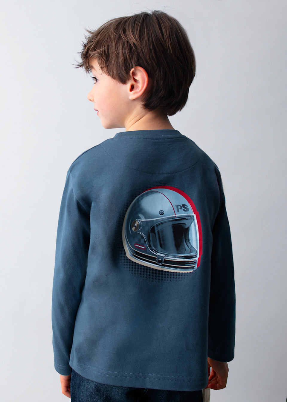 Boys helmet motif t-shirt