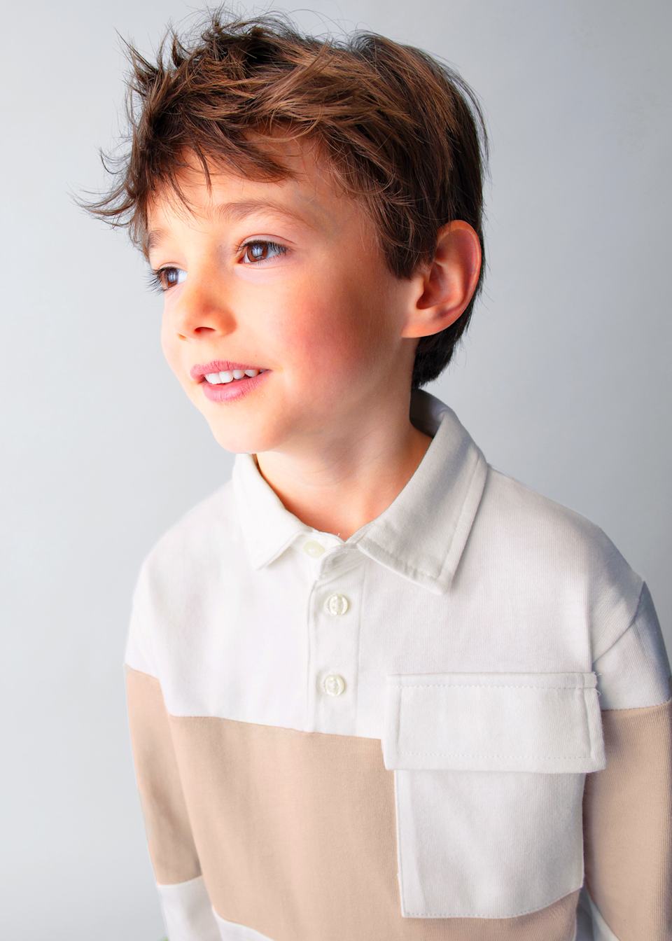 Boy Striped Knit Polo Shirt