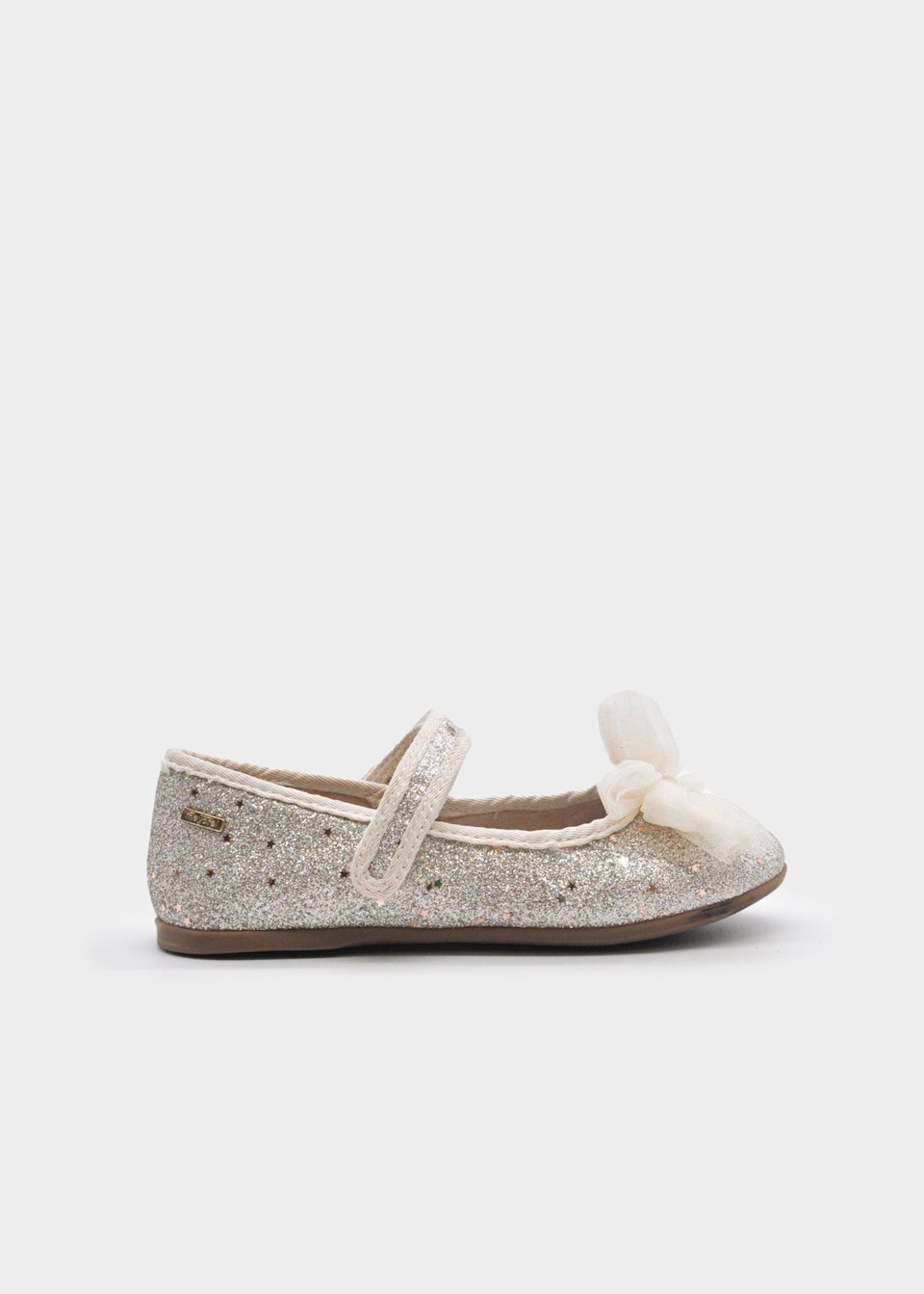 Girls glitter Mary Janes with bow