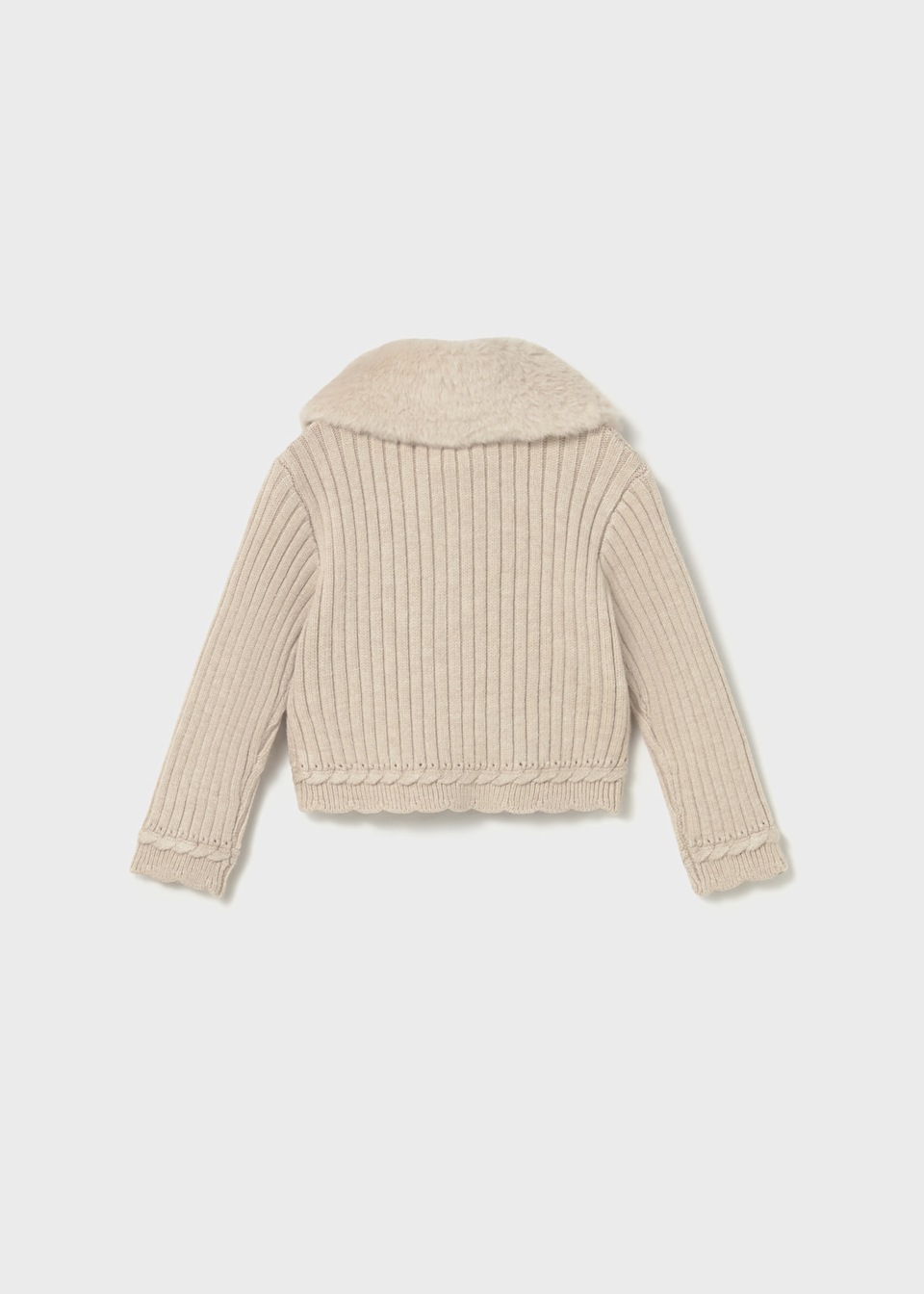 Baby tricot cardigan with fur collar