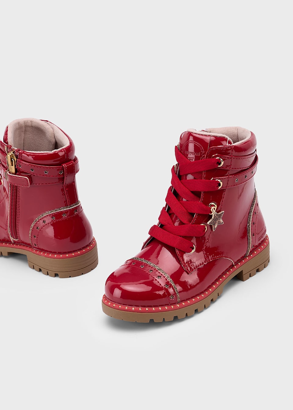 Girls patent leather biker boot