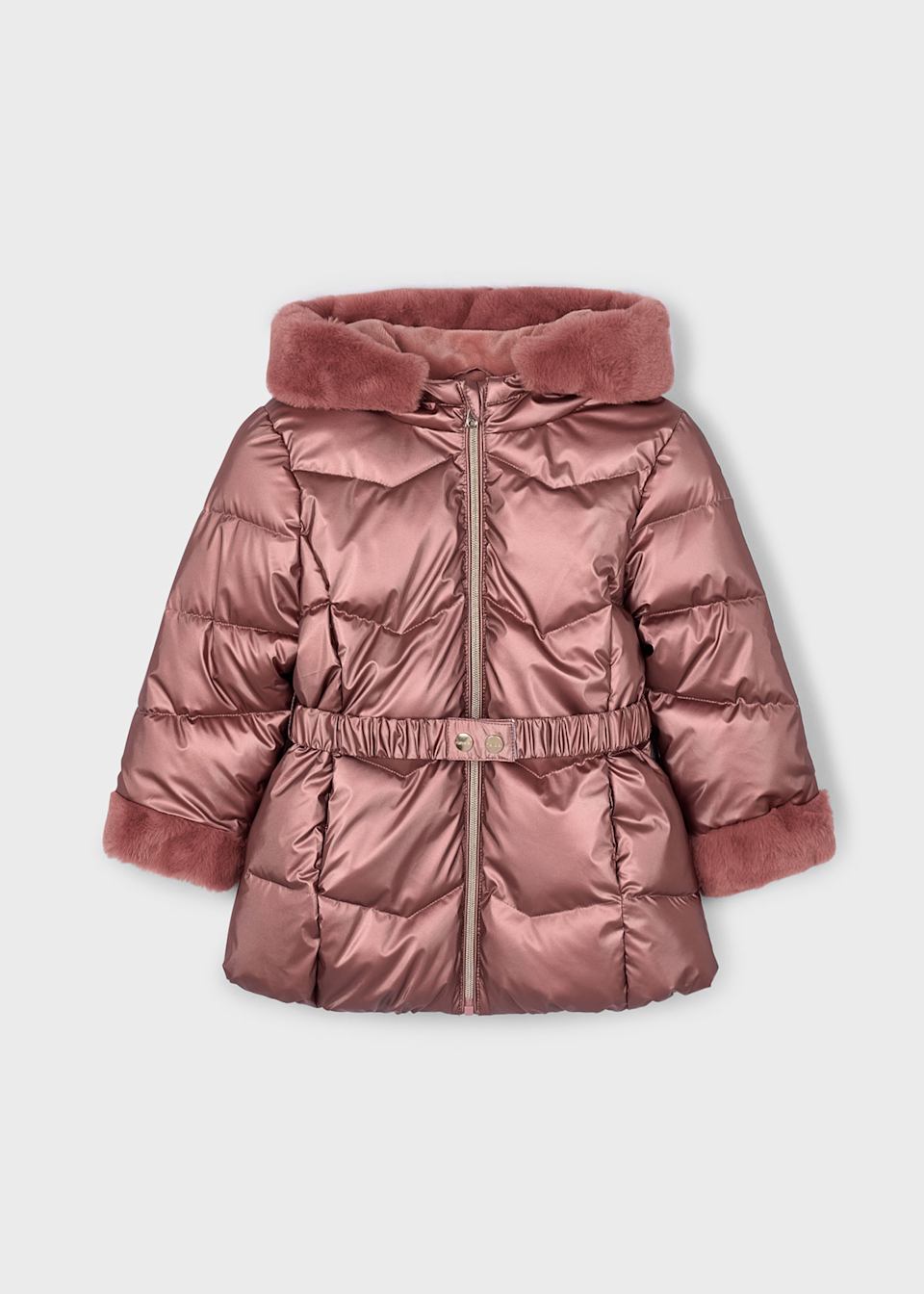 Girls belted metallic coat