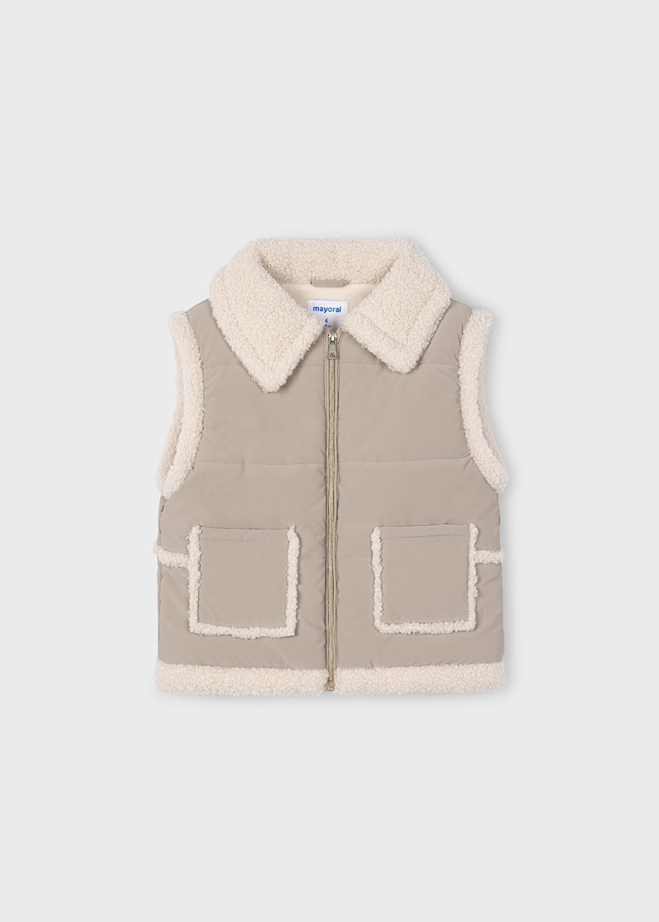 Gilet en fausse peau de mouton contrastée fille