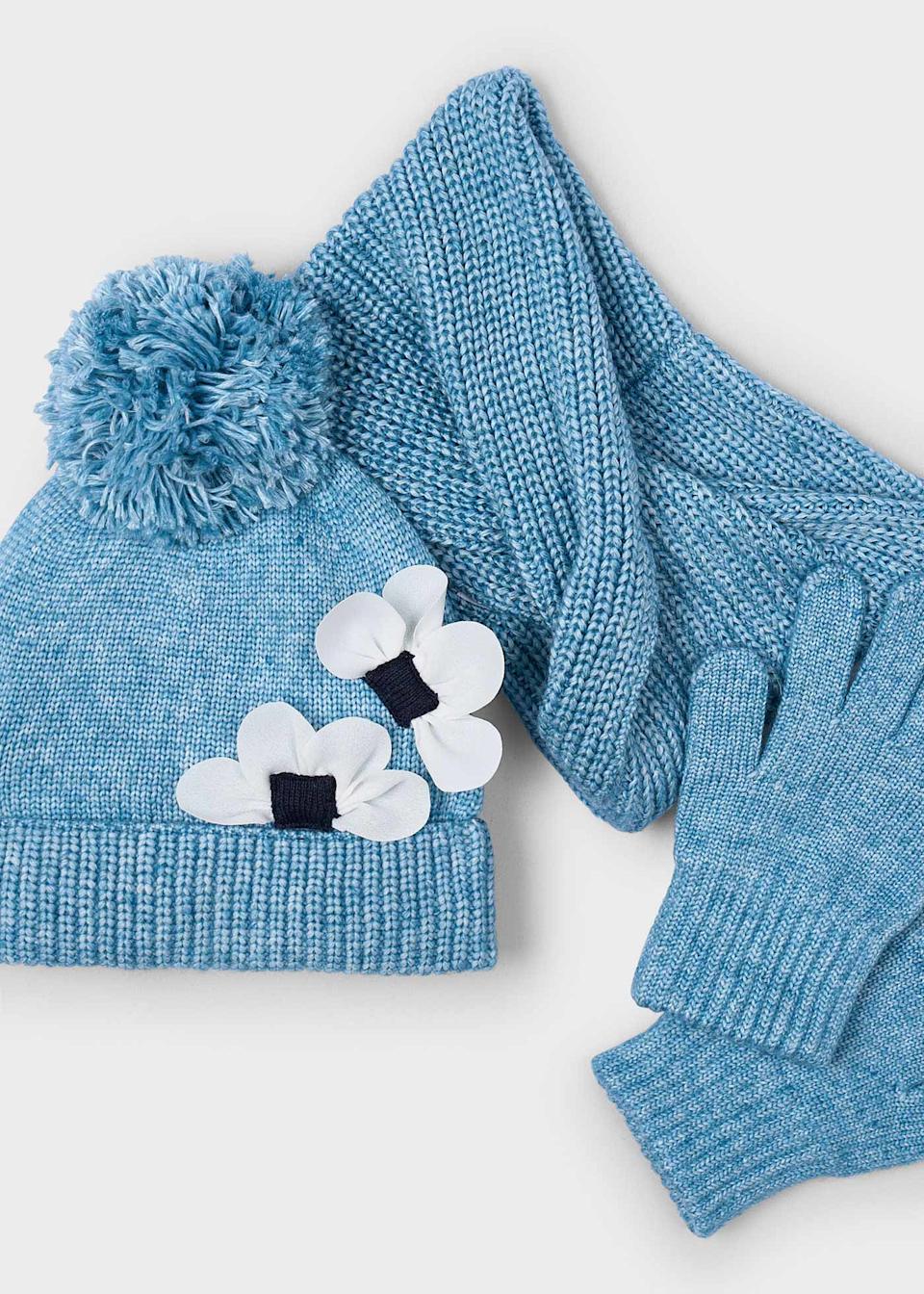 Conjunto 3 piezas bufanda niña