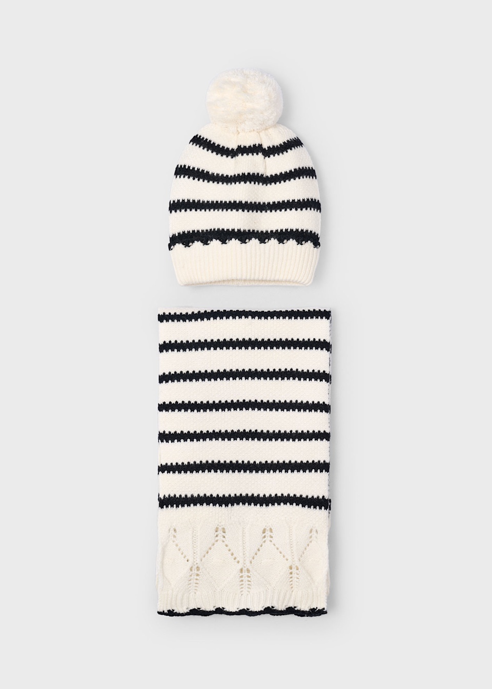 Girls striped hat and scarf set