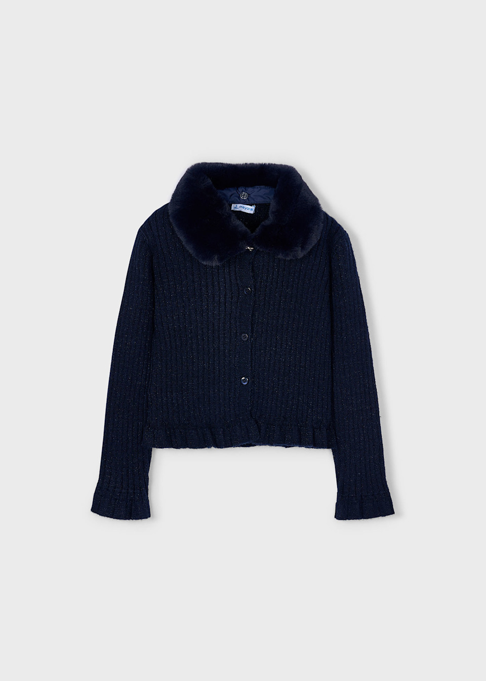 Girls cardigan with fur collar