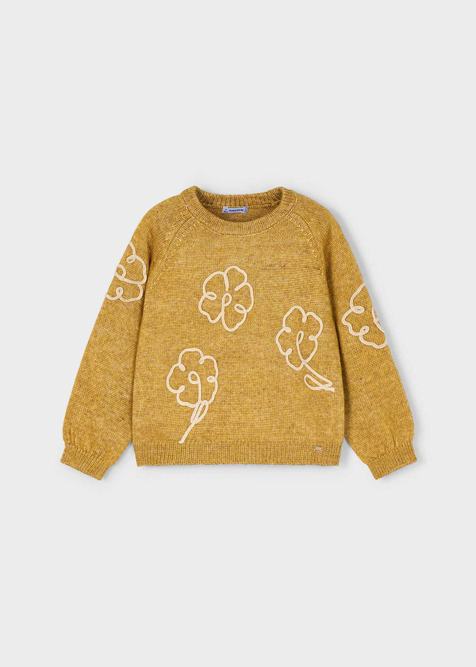 Girl Flowers Applique Knit Sweater