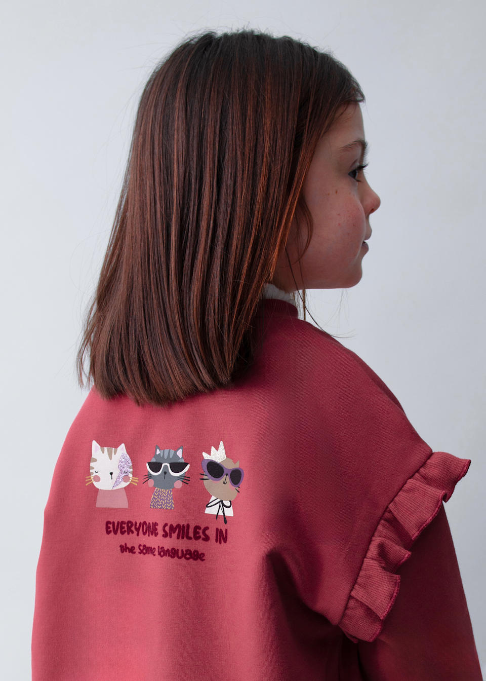 Sweatshirt Ärmelrüsche Mädchen