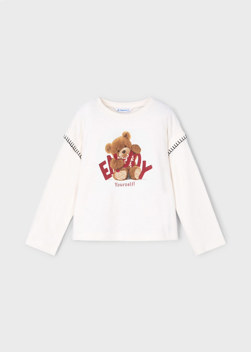 Girls bear motif shirt