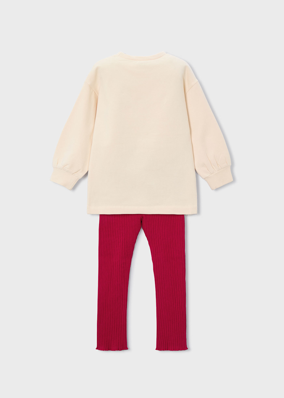 Conjunto legging canalé y sudadera niña