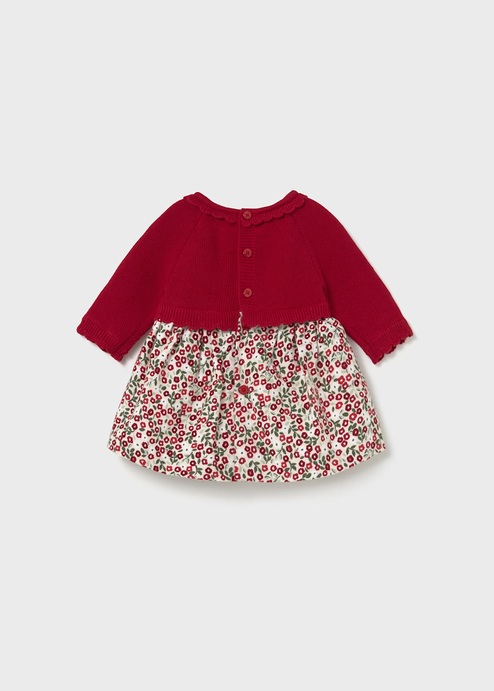 Newborn combined knit and flower dress