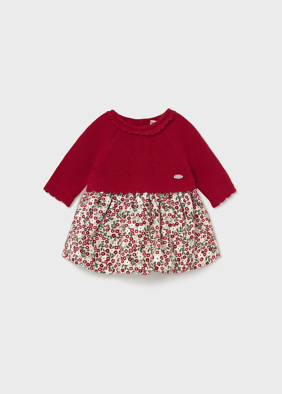 Newborn combined knit and flower dress