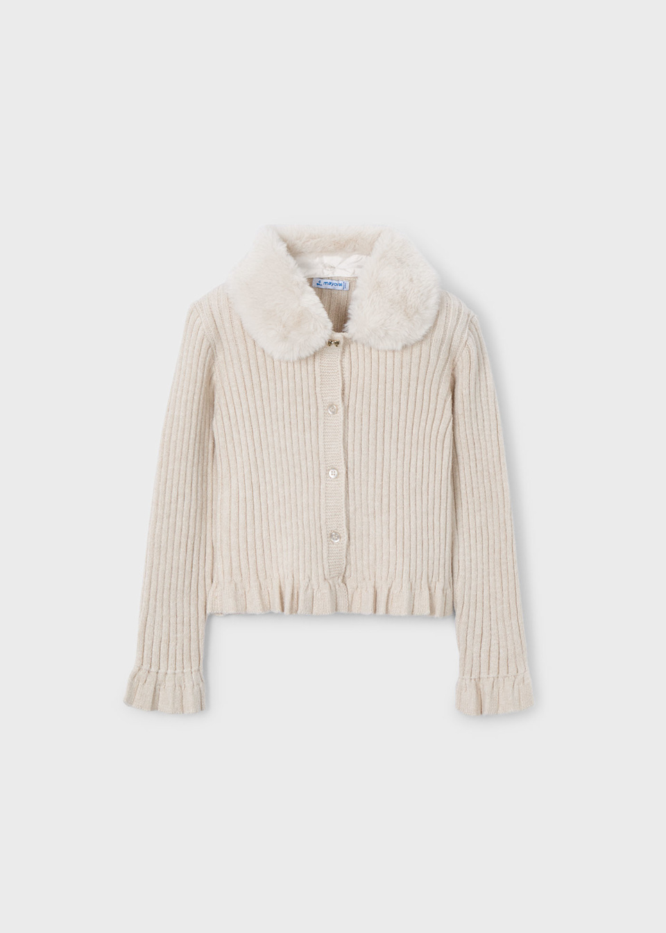 Girls cardigan with fur collar
