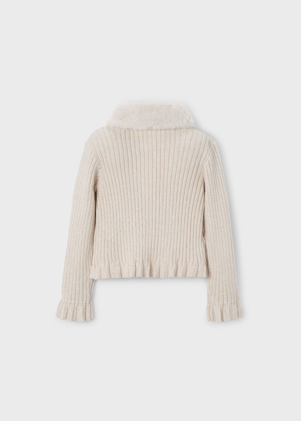 Girls cardigan with fur collar