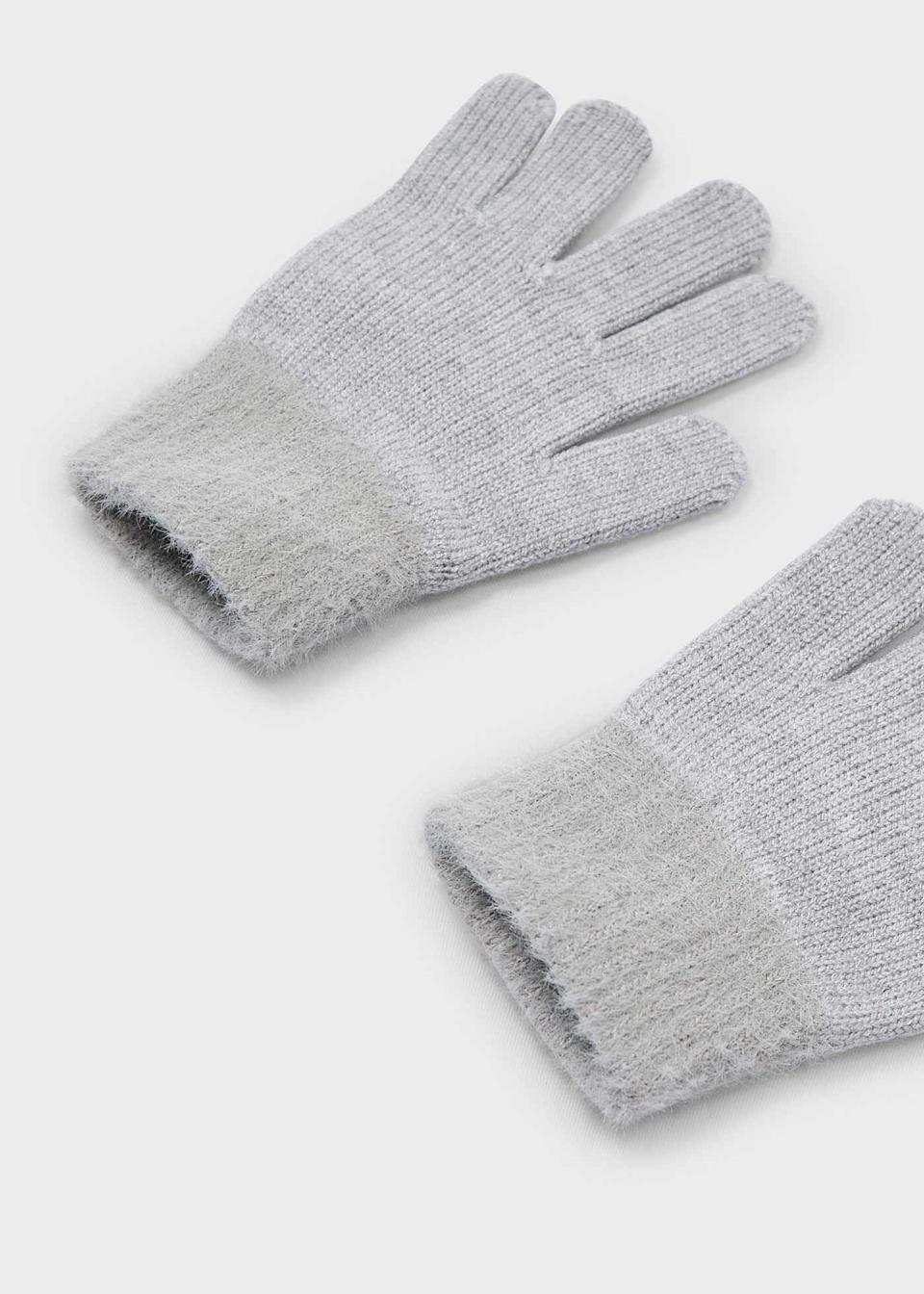 Girls knitted fur gloves