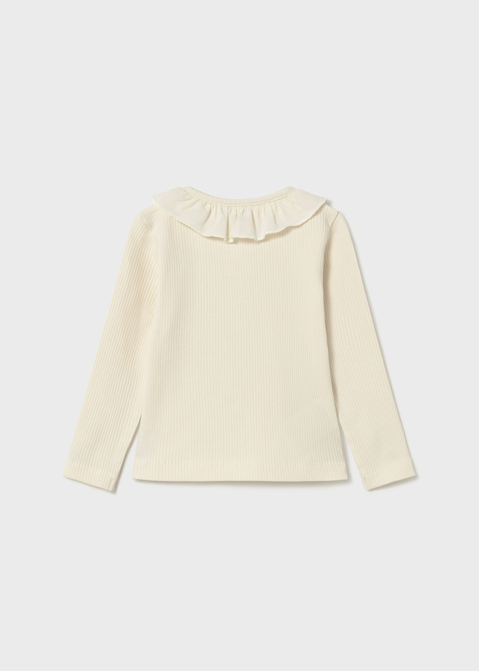 Babys ribbed polo shirt with ruffle collar