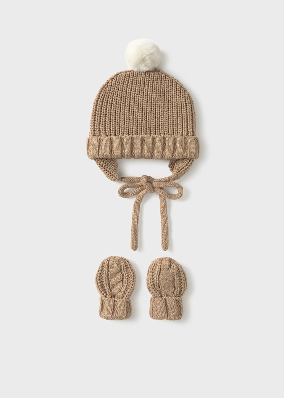 Newborn boy knitted hat and mittens set