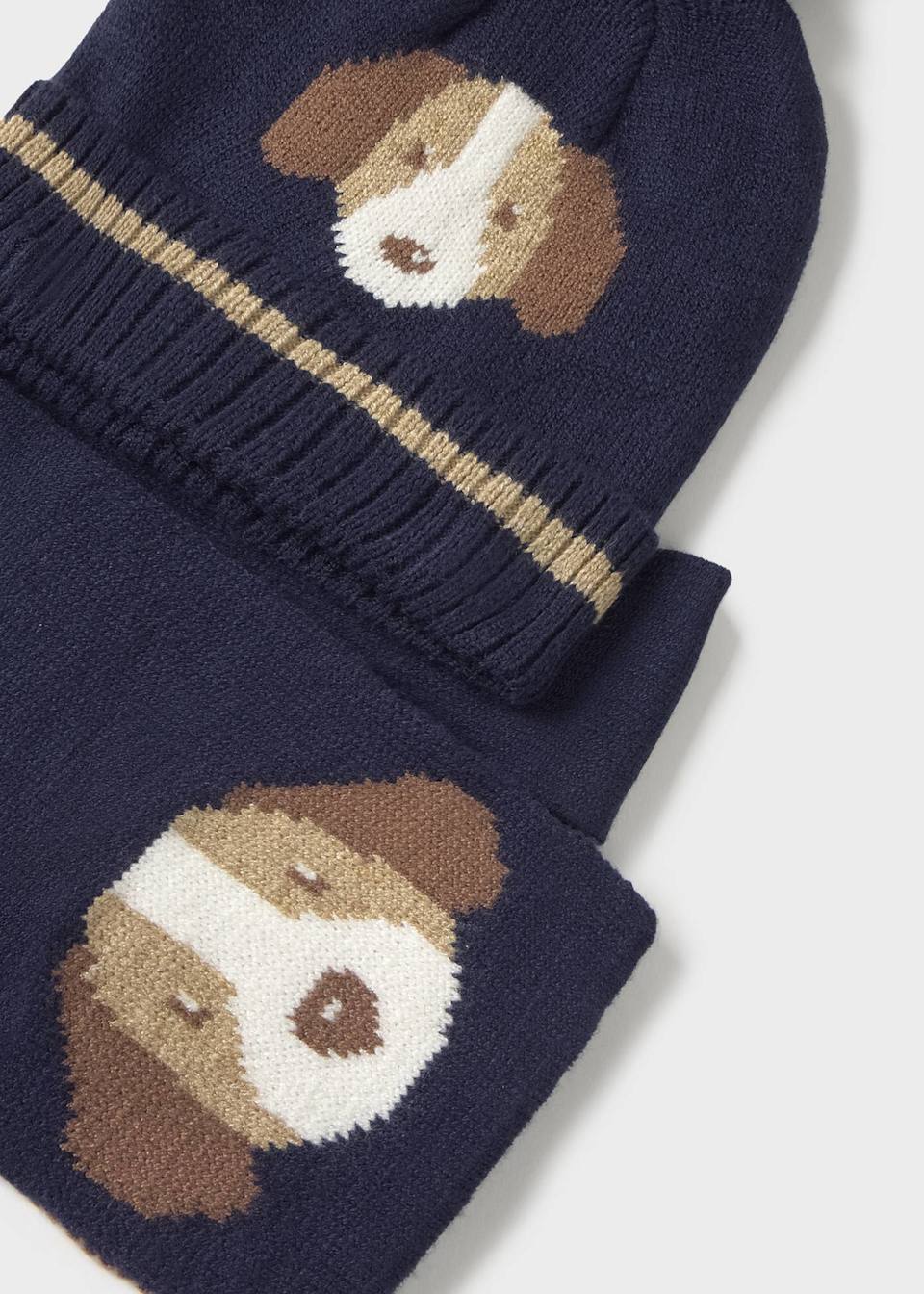 Conjunto gorro y bufanda perrito bebé