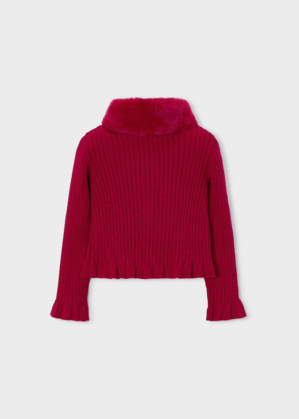 Girls cardigan with fur collar